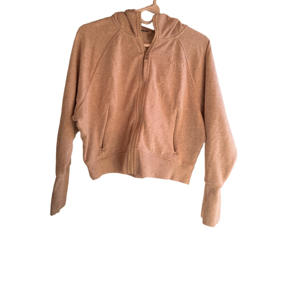DKNY Small Tan Hoodie Full Zip Sweatshirt
